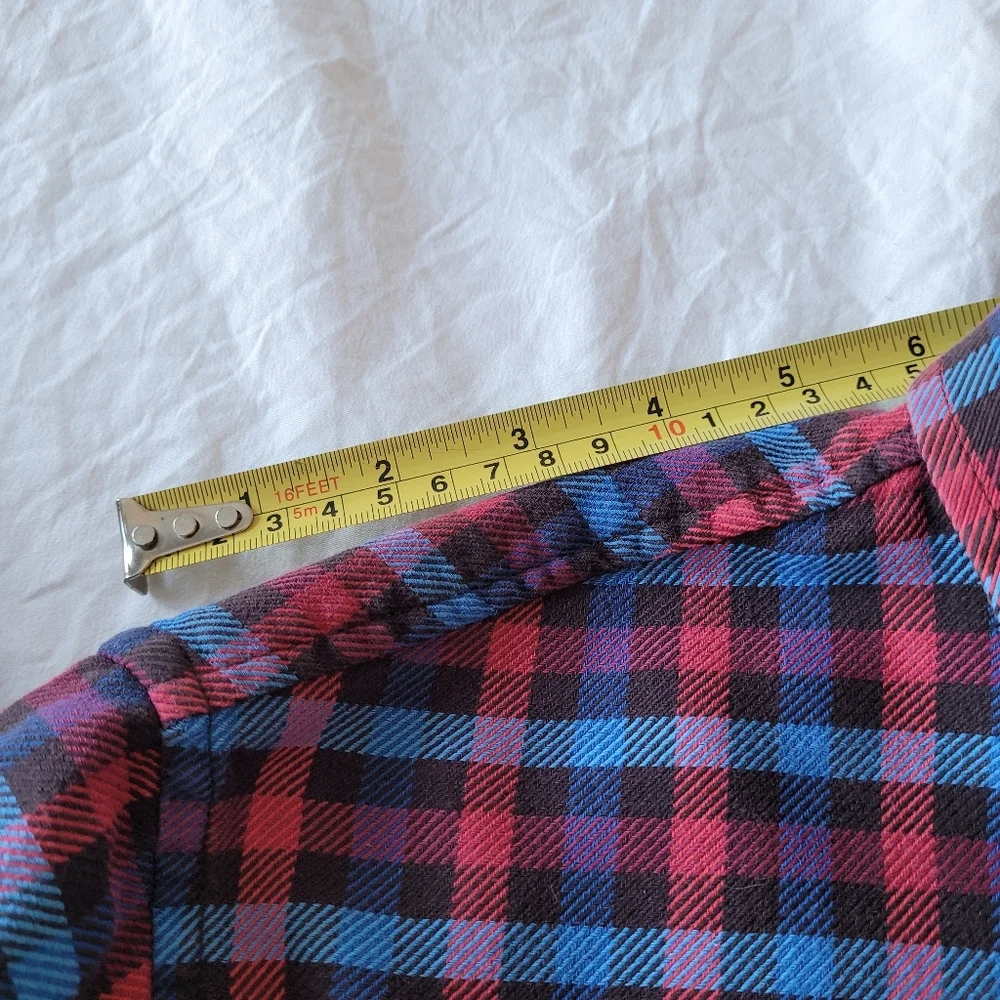 Argyle Culture Men's Red and Blue Checkered Shirt Size L